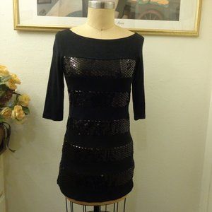 Forever 21 Black Striped Sequins Tunic Top